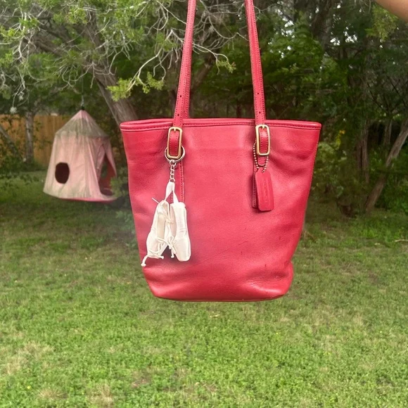 Coach | Bags | Coach Red Leather Tote Bag With Decorative Tassel